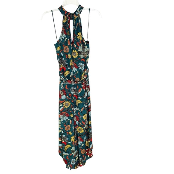 Anthropologie Geneva Halter Wide Leg Floral Jumpsuit Green Size XS - Picture 6 of 14